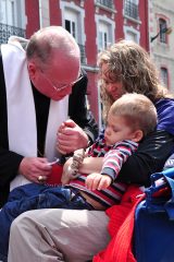 2011 Lourdes Pilgrimage - Archbishop Dolan with Malades (52/267)